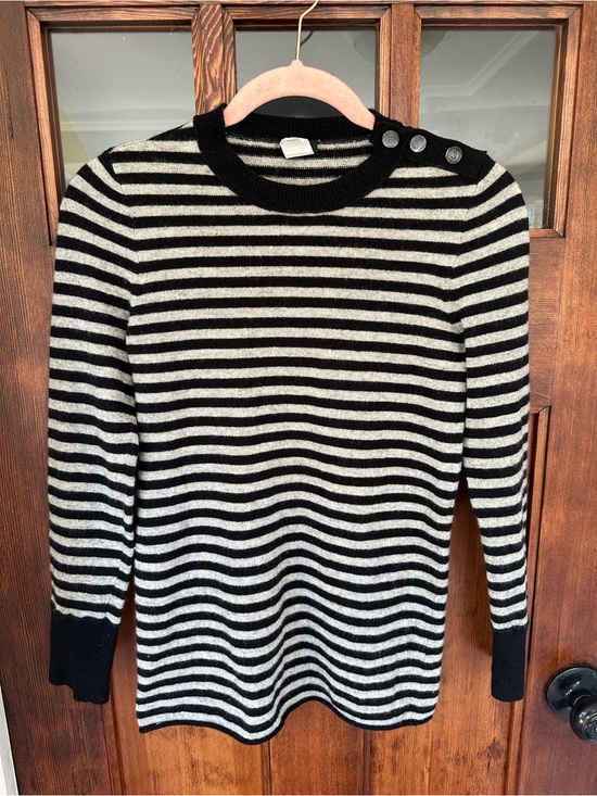 J. Crew Sweaters - J. Crew Vintage 2007 Striped Button Shoulder Wool Cashmere Sweater Size S 87128